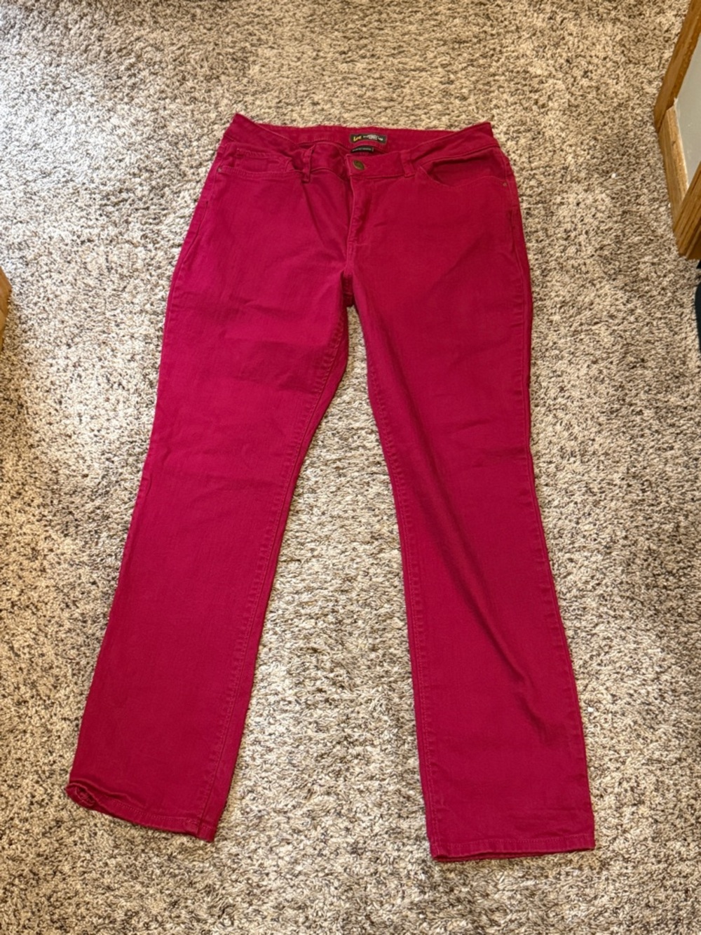 Lee Raspberry Red Button-Accent Pants
